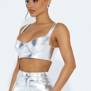 Naked Waredrobe Metallic Bustier Top S